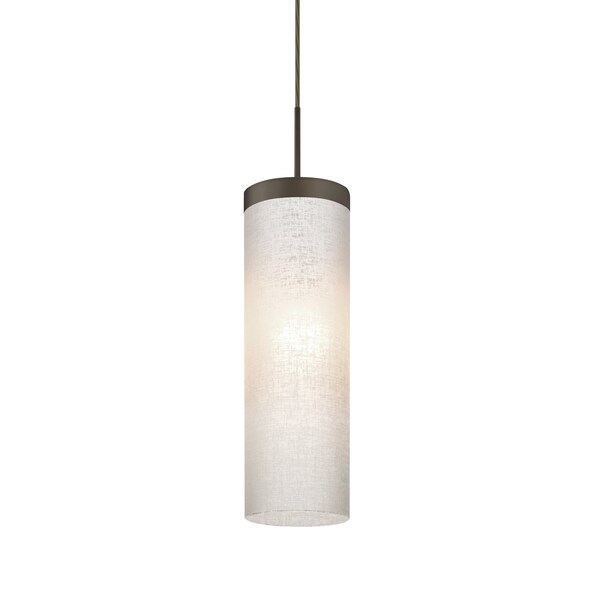 Besa Lighting Friz Cord Pendant, White Linen, Bronze Finish, 1x9W LED 1JT-FRIZLN-LED-BR - main